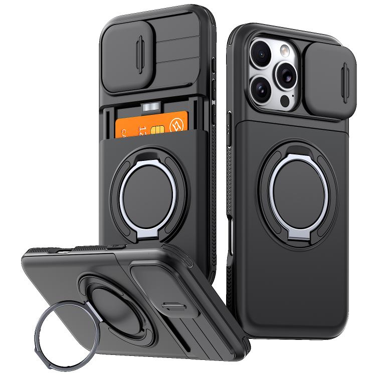 Custodia per telefono con protezione per fotocamera scorrevole, slot per scheda e rotazione a 360 gradi., For iPhone 17 Pro Max, For iPhone 17, For iPhone 16 Pro Max