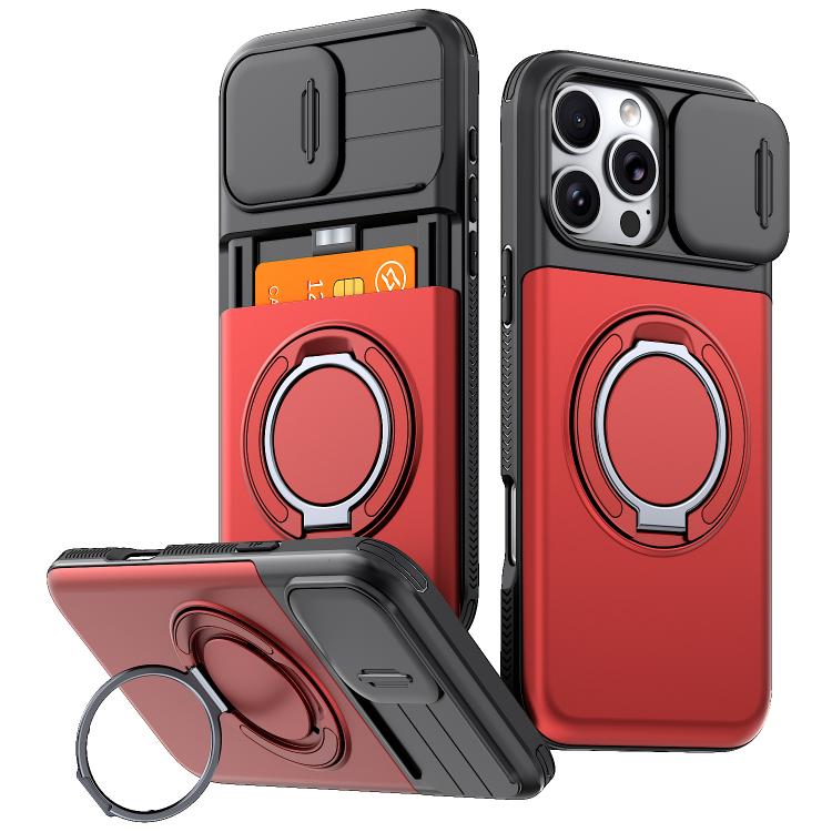 Custodia per telefono con protezione per fotocamera scorrevole, slot per scheda e rotazione a 360 gradi., For iPhone 17 Pro Max, For iPhone 17, For iPhone 16 Pro Max