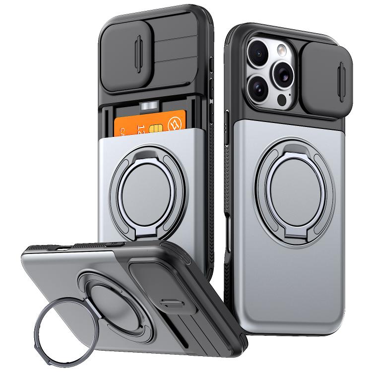 Custodia per telefono con protezione per fotocamera scorrevole, slot per scheda e rotazione a 360 gradi., For iPhone 17 Pro Max, For iPhone 17, For iPhone 16 Pro Max