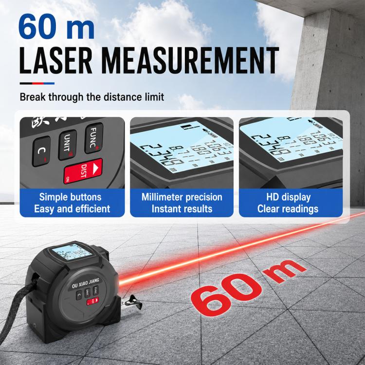 Telemetro laser portatile 3 in 1 con metro a nastro 5 m