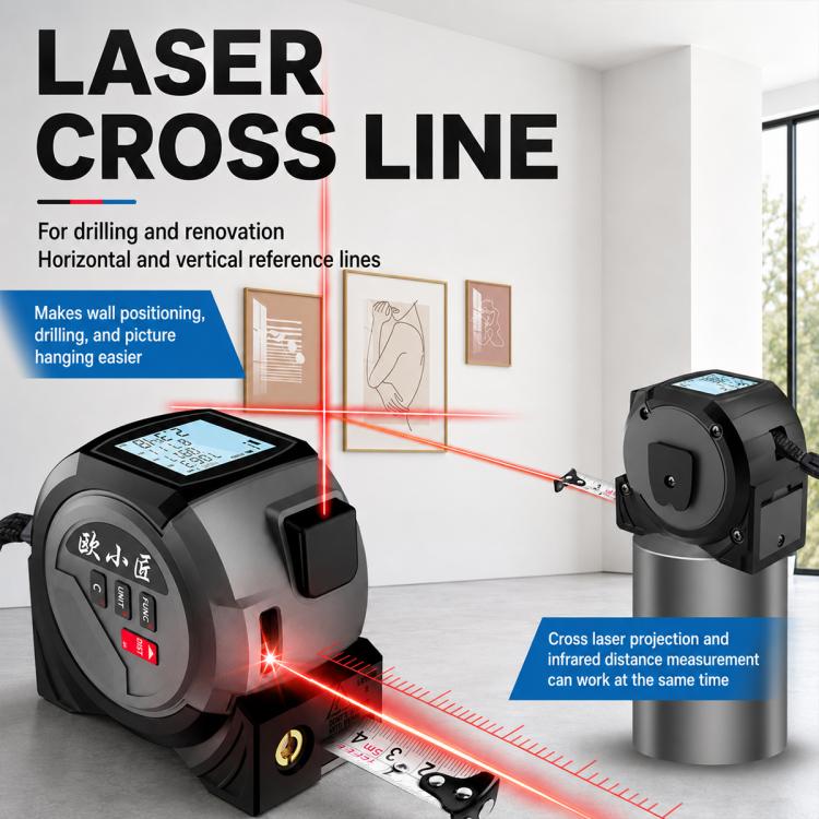 Telemetro laser portatile 3 in 1 con metro a nastro 5 m