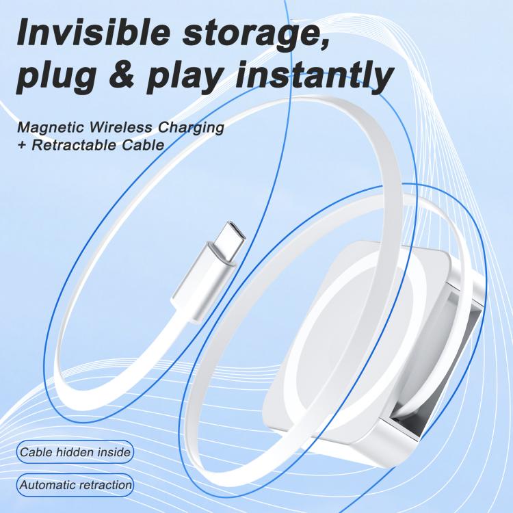 Caricabatterie wireless magnetico 3 in 1 da 15 W con cavo Type-C retrattile
