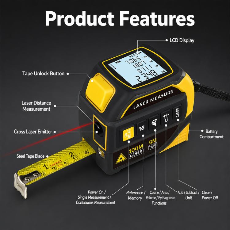 Telemetro laser a infrarossi 4 in 1 con Bluetooth 100 m