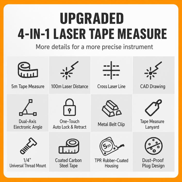 Telemetro laser a infrarossi 4 in 1 con Bluetooth 100 m