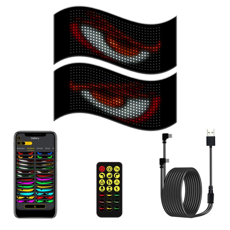 Schermo a matrice LED flessibile ultra sottile e impermeabile Demon Eye Car, 16 x 32 USB set, 16 x 64 USB set, 20 x 64 USB set, 16 x 96 USB set