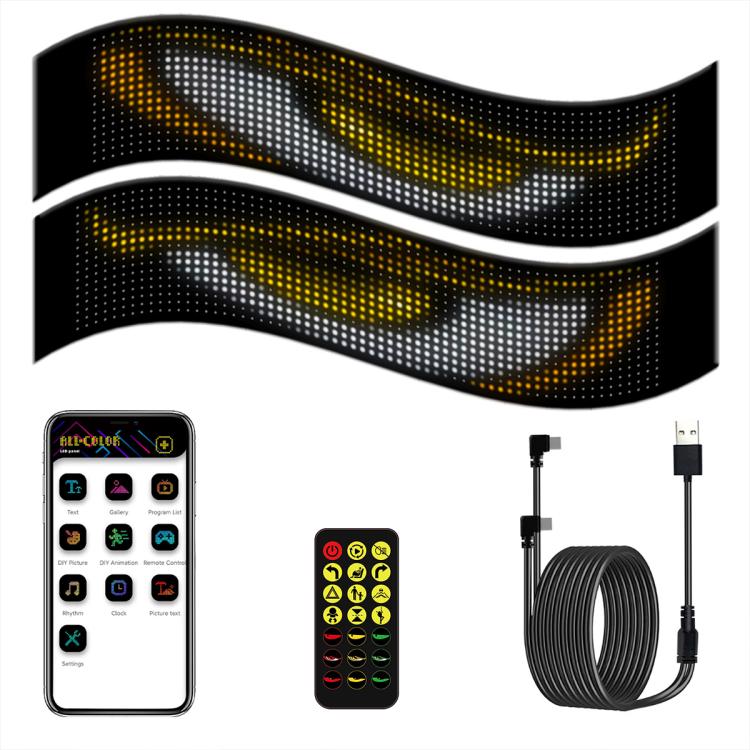 Schermo a matrice LED flessibile ultra sottile e impermeabile Demon Eye Car, 16 x 32 USB set, 16 x 64 USB set, 20 x 64 USB set, 16 x 96 USB set