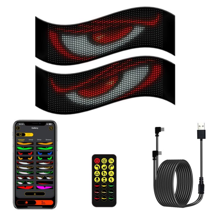Schermo a matrice LED flessibile ultra sottile e impermeabile Demon Eye Car, 16 x 32 USB set, 16 x 64 USB set, 20 x 64 USB set, 16 x 96 USB set