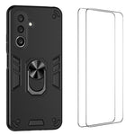 WANLONFENG Custodia per telefono antiurto con supporto integrato e 2 pellicole protettive per lo schermo., For Galaxy A27 5G