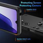 WANLONFENG Custodia per telefono antiurto con supporto integrato e 2 pellicole protettive per lo schermo., For Galaxy A27 5G