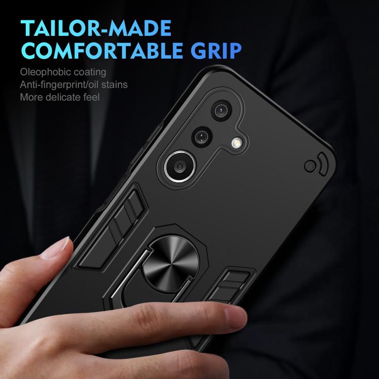 WANLONFENG Custodia per telefono antiurto con supporto integrato e 2 pellicole protettive per lo schermo., For Galaxy A27 5G