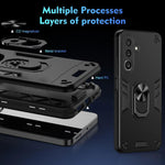 WANLONFENG Custodia per telefono antiurto con supporto integrato e 2 pellicole protettive per lo schermo., For Galaxy A27 5G