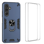 WANLONFENG Custodia per telefono antiurto con supporto integrato e 2 pellicole protettive per lo schermo., For Galaxy A27 5G