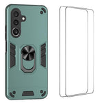 WANLONFENG Custodia per telefono antiurto con supporto integrato e 2 pellicole protettive per lo schermo., For Galaxy A27 5G