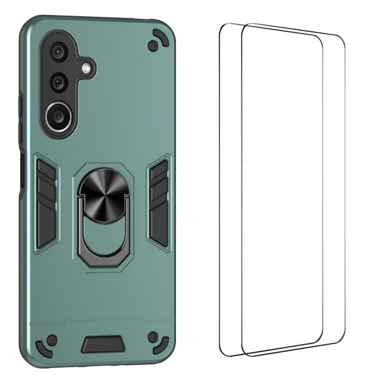 WANLONFENG Custodia per telefono antiurto con supporto integrato e 2 pellicole protettive per lo schermo., For Galaxy A27 5G