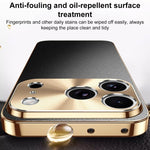 Cornice galvanizzata con texture litchi in PC + TPU, custodia per telefono in similpelle vegana., For iPhone 17 Pro Max, For iPhone 17 Pro, For iPhone 17, For iPhone Air