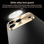 Cornice galvanizzata con texture litchi in PC + TPU, custodia per telefono in similpelle vegana., For iPhone 17 Pro Max, For iPhone 17 Pro, For iPhone 17, For iPhone Air