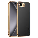 Cornice galvanizzata con texture litchi in PC + TPU, custodia per telefono in similpelle vegana., For iPhone 17e / 16e, For iPhone 16 Pro Max, For iPhone 16 Pro, For iPhone 16