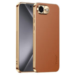 Cornice galvanizzata con texture litchi in PC + TPU, custodia per telefono in similpelle vegana., For iPhone 17e / 16e, For iPhone 16 Pro Max, For iPhone 16 Pro, For iPhone 16