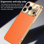 Cornice galvanizzata con texture litchi in PC + TPU, custodia per telefono in similpelle vegana., For iPhone 17e / 16e, For iPhone 16 Pro Max, For iPhone 16 Pro, For iPhone 16