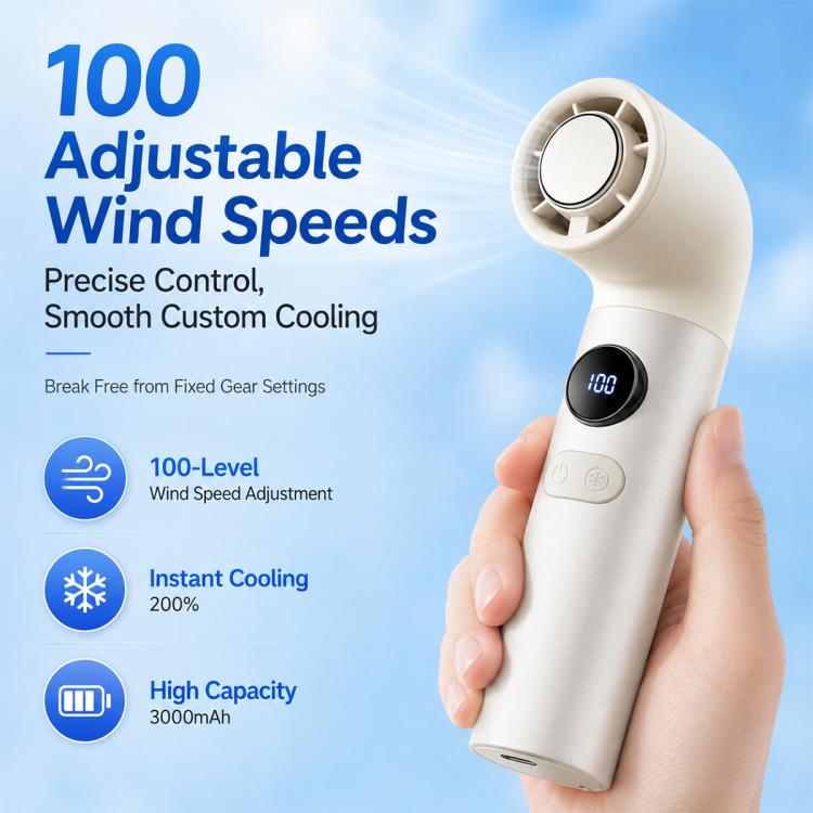 Ventilatore portatile H27 con display digitale e ricarica Type-C