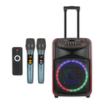 N-625 Altoparlante Bluetooth portatile con woofer RGB da 12 pollici per karaoke all'aperto e doppio microfono wireless, con ruote e illuminazione a LED., US Plug, EU Plug, UK Plug