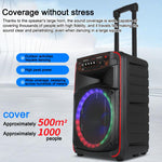 N-625 Altoparlante Bluetooth portatile con woofer RGB da 12 pollici per karaoke all'aperto e doppio microfono wireless, con ruote e illuminazione a LED., US Plug, EU Plug, UK Plug