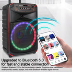 N-625 Altoparlante Bluetooth portatile con woofer RGB da 12 pollici per karaoke all'aperto e doppio microfono wireless, con ruote e illuminazione a LED., US Plug, EU Plug, UK Plug