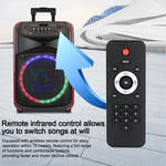 N-625 Altoparlante Bluetooth portatile con woofer RGB da 12 pollici per karaoke all'aperto e doppio microfono wireless, con ruote e illuminazione a LED., US Plug, EU Plug, UK Plug