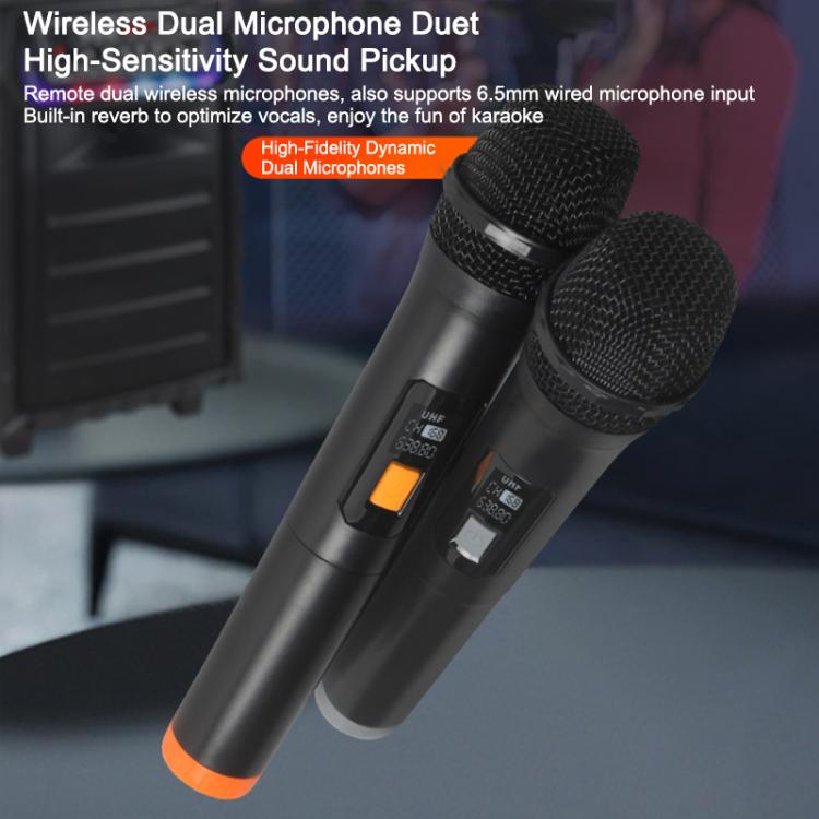 N-810 Altoparlante Bluetooth per karaoke da esterno con woofer da 8 pollici, illuminazione RGB e doppio microfono wireless., US Plug, EU Plug, UK Plug