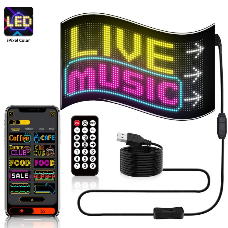 Schermo pubblicitario flessibile a matrice LED ultrasottile e impermeabile a doppia fila, USB 32x64 Pixels, USB 32x96 Pixels, USB 32x128 Pixels, USB 32x160 Pixels, USB 32x192 Pixels