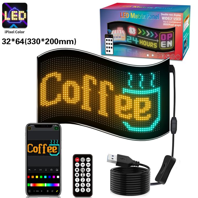 Schermo pubblicitario LED flessibile USB 32x64-32x192 pixel