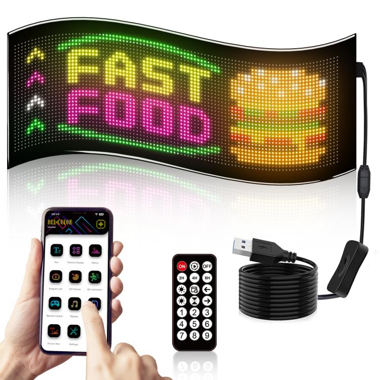 Schermo pubblicitario LED flessibile USB 32x64-32x192 pixel