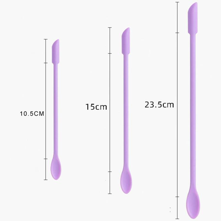 Set di 3 mini spatole raschianti in silicone a doppia testa per flaconi cosmetici.