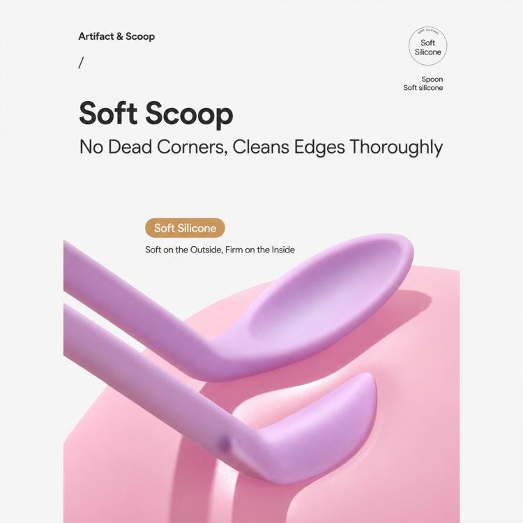 Set di 3 mini spatole raschianti in silicone a doppia testa per flaconi cosmetici.
