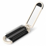 Specchio massaggiante pieghevole portatile 2 in 1 con cuscino ad aria, pettine e specchio, White