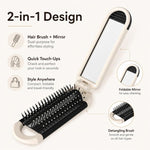 Specchio massaggiante pieghevole portatile 2 in 1 con cuscino ad aria, pettine e specchio, White