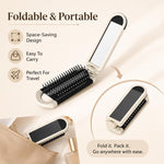 Specchio massaggiante pieghevole portatile 2 in 1 con cuscino ad aria, pettine e specchio, White