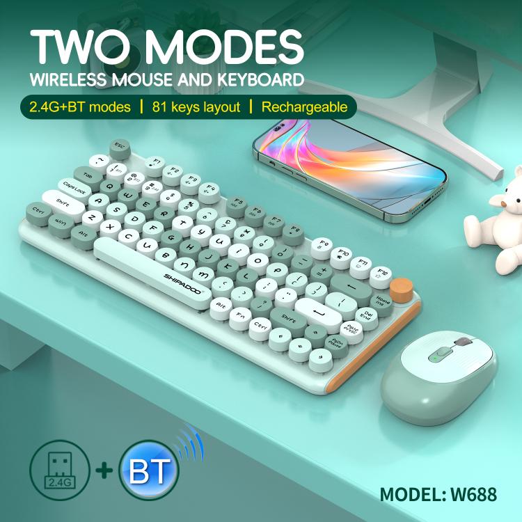 Set tastiera e mouse wireless SHIPADOO W688 2.4G + Bluetooth