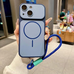 Custodia magnetica per telefono Shield con contrasto cromatico, protezione per l'obiettivo e cinturino da polso., For iPhone 15 Pro, For iPhone 15, For iPhone 14 / 13, For iPhone 14 Pro