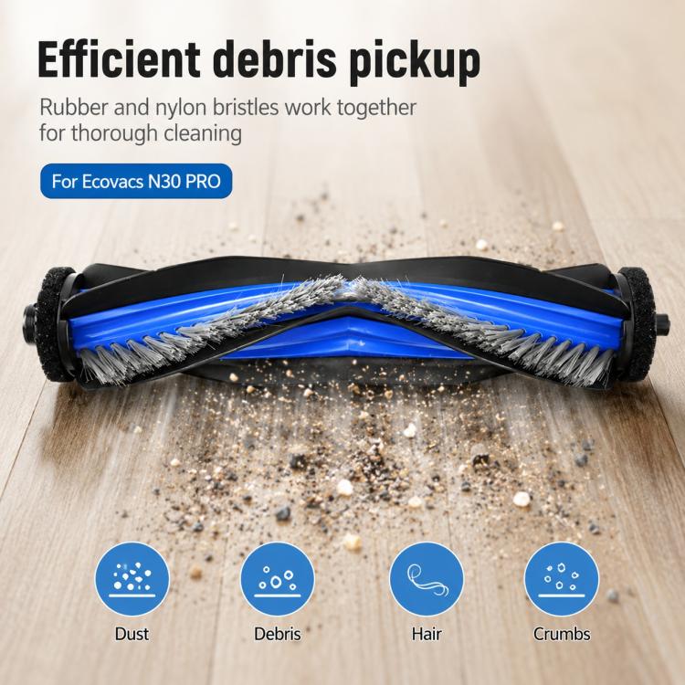 Accessori di ricambio per l'aspirapolvere robot Ecovacs DEEBOT N30 Pro., Main Brush, 2pcs Side Brush, Filter, Mop Pad, Blue Striped Mop Pad, Dust Bag, Activated Carbon Dust Bag