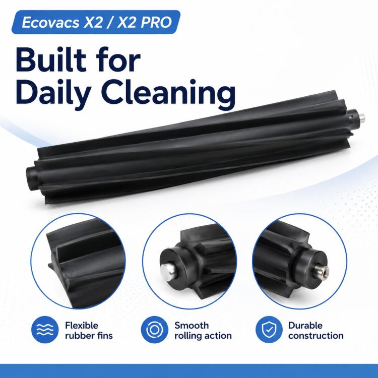 Accessori di ricambio per l'aspirapolvere robot Ecovacs DEEBOT X2 / X2 Pro, Rubber Roller Brush, Activated Carbon Filter, White Main Brush Cover, Black Main Brush Cover, White Main Rubber Brush Cover, Black Main Rubber Brush Cover, Black Mop Pad Holder...
