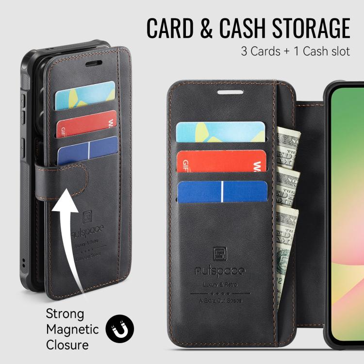 Custodia per telefono AutSpace A15 con chiusura magnetica retrò in ecopelle., For Galaxy A57 5G, For Galaxy A37 5G