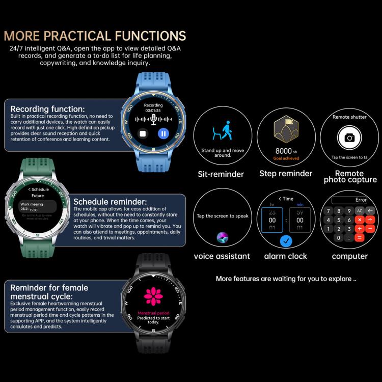 Smartwatch sportivo GPS S99 da 1,43 pollici, con supporto per chiamate Bluetooth, monitoraggio della frequenza cardiaca, dell'ossigeno nel sangue e del sonno.