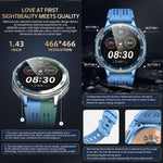 Smartwatch sportivo GPS S99 da 1,43 pollici, con supporto per chiamate Bluetooth, monitoraggio della frequenza cardiaca, dell'ossigeno nel sangue e del sonno.