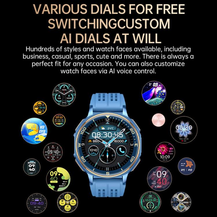 Smartwatch sportivo GPS S99 da 1,43 pollici, con supporto per chiamate Bluetooth, monitoraggio della frequenza cardiaca, dell'ossigeno nel sangue e del sonno.