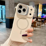 Custodia magnetica per telefono in silicone liquido con supporto per obiettivo, For iPhone 17 Pro Max, For iPhone 17 Pro, For iPhone 17