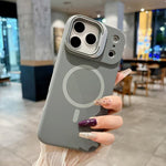 Custodia magnetica per telefono in silicone liquido con supporto per obiettivo, For iPhone 17 Pro Max, For iPhone 17 Pro, For iPhone 17
