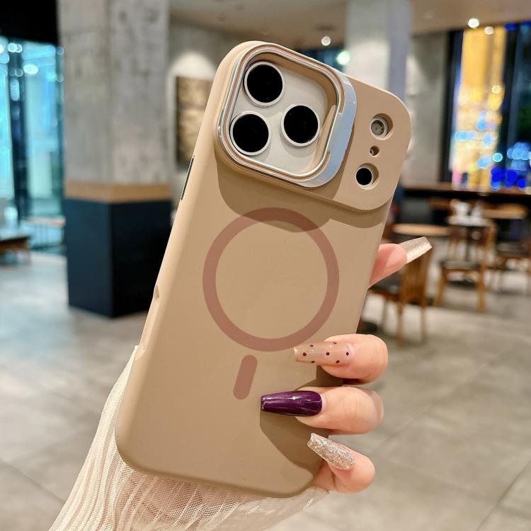 Custodia magnetica per telefono in silicone liquido con supporto per obiettivo, For iPhone 17 Pro Max, For iPhone 17 Pro, For iPhone 17