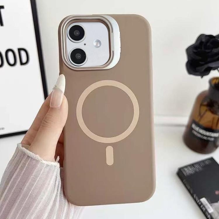 Custodia magnetica per telefono in silicone liquido con supporto per obiettivo, For iPhone 17 Pro Max, For iPhone 17 Pro, For iPhone 17