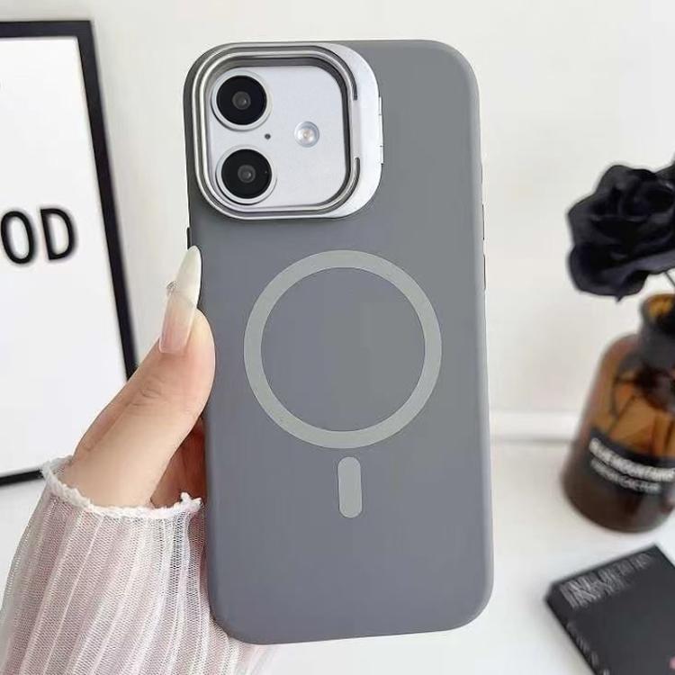 Custodia magnetica per telefono in silicone liquido con supporto per obiettivo, For iPhone 16 Plus, For iPhone 16, For iPhone 15 Pro Max